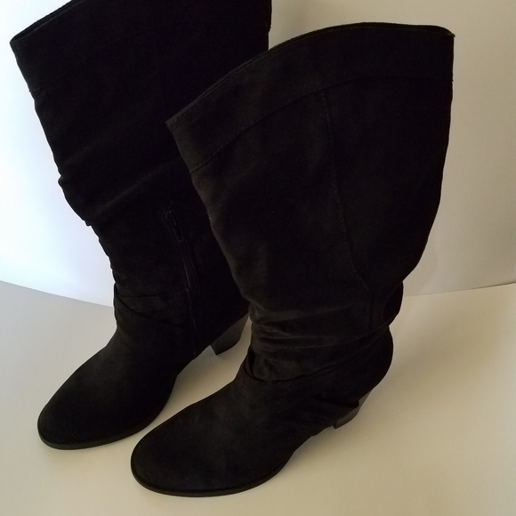 Rampage Shoes - Rampage Tall Heeled Slouch Boots Black
